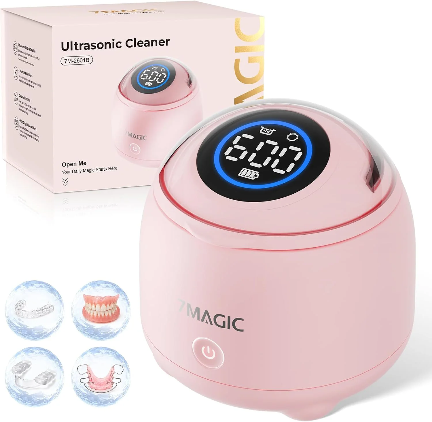 7MAGIC Limpiador Ultrasónico para Férulas Sin Cable (48 kHz, UV-C)
