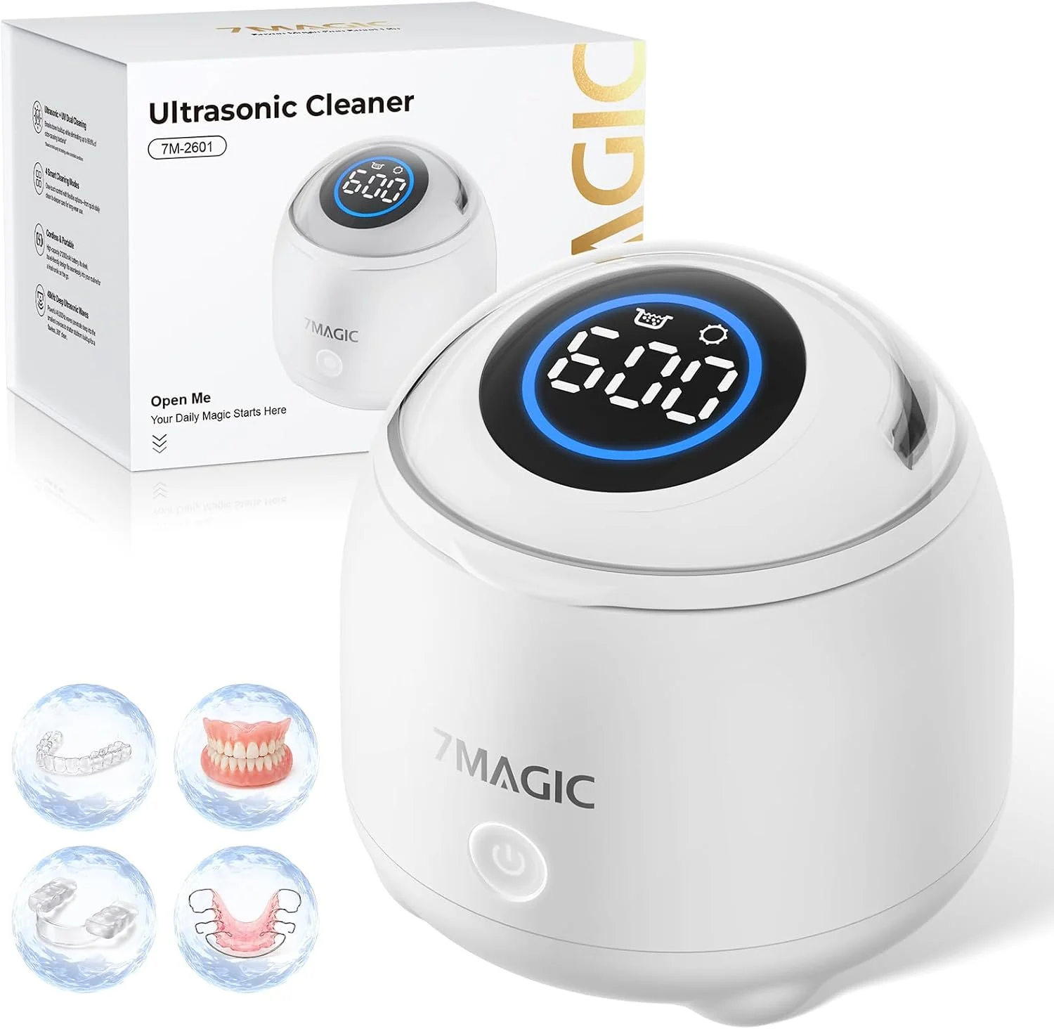 7MAGIC Limpiador Ultrasónico para Férula Dental con UV-C (48 kHz)